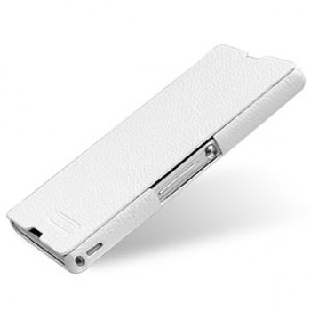 Кожаный чехол горизонтальная книжка (нат. кожа) для Sony Xperia Z Белый