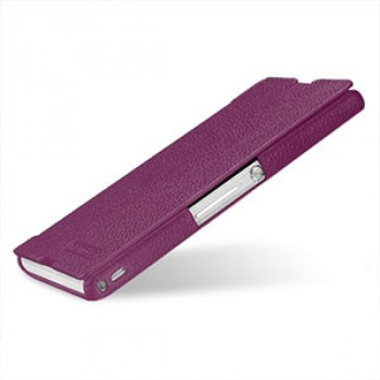 Кожаный чехол горизонтальная книжка (нат. кожа) для Sony Xperia Z Фиолетовый