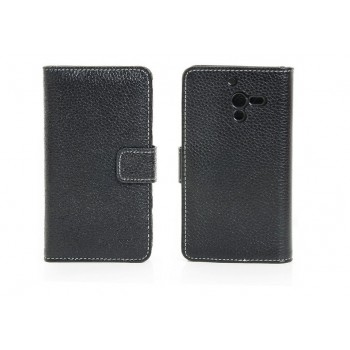 Чехол кожаный горизонтальный портмоне для Sony Xperia ZL Черный