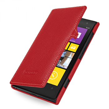 Кожаный чехол книжка горизонтальная (нат. кожа) для Nokia Lumia 1020 Красный