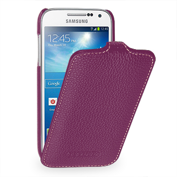 Вертикальная книжка (нат. кожа) для Samsung Galaxy S4 Mini фиолетовая