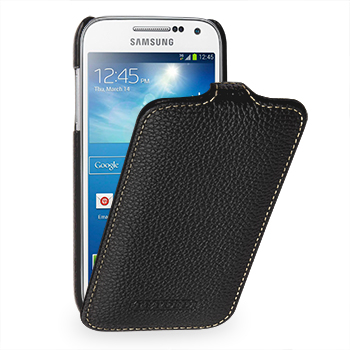 Вертикальная книжка (нат. кожа) для Samsung Galaxy S4 Mini черная
