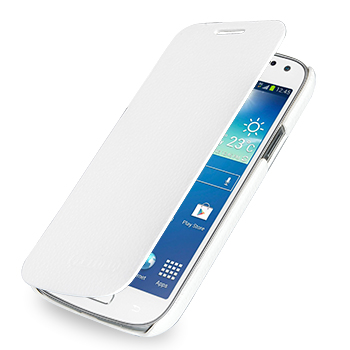 Кожаный чехол книжка горизонтальная (нат. кожа) для Samsung Galaxy S4 Mini белая