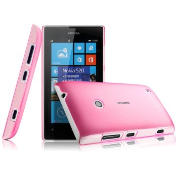 Пластиковый полупрозрачный чехол для Nokia Lumia 520/525 Розовый