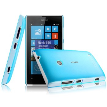 Пластиковый полупрозрачный чехол для Nokia Lumia 520/525 Голубой