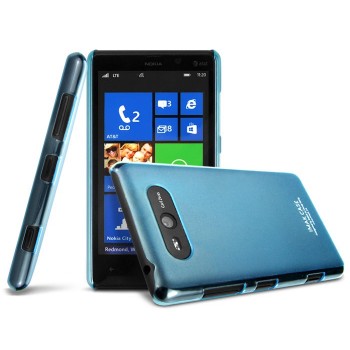 Ультратонкий пластиковый полупрозрачный чехол для Nokia Lumia 820 Синий