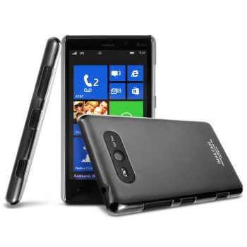 Ультратонкий пластиковый полупрозрачный чехол для Nokia Lumia 820 Черный