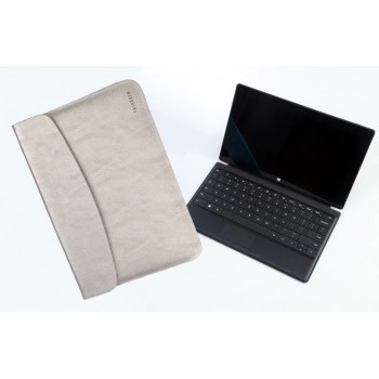 Кожаный чехол папка (нат. вощеная кожа) для Microsoft Surface Pro 2 Серый