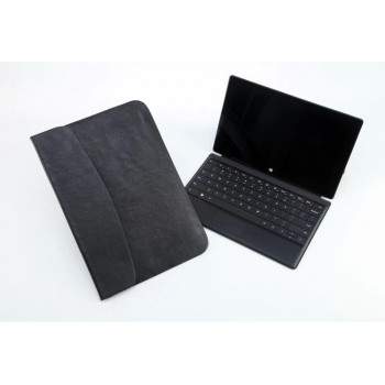 Кожаный чехол папка (нат. вощеная кожа) для Microsoft Surface Pro 2 Черный