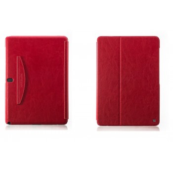 Кожаный чехол смарт флип подставка (нат. кожа) серия First Wish для Samsung Galaxy Note Pro 12.2 Красный