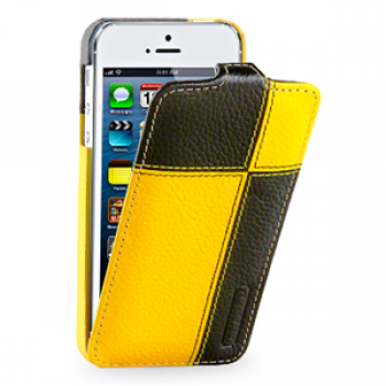 Кожаный чехол книжка вертикальная (нат. кожа) серия Squares для Iphone 5s/SE