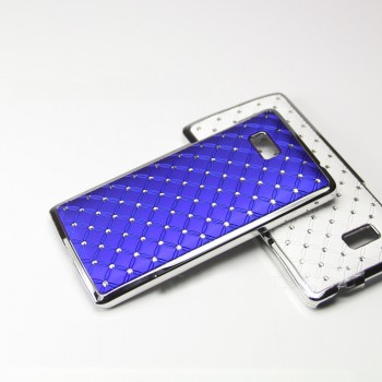 Чехол пластик/металл со стразами для HTC Desire 600 Синий