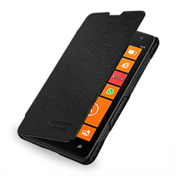 Кожаный чехол книжка горизонтальная (нат. кожа) для Nokia Lumia 625
