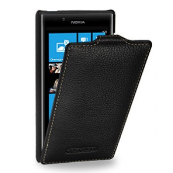 Кожаный чехол книжка вертикальная (нат. кожа) для Nokia Lumia 720 черная