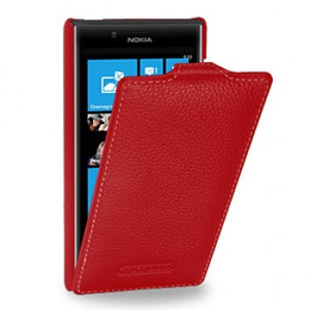 Кожаный чехол книжка вертикальная (нат. кожа) для Nokia Lumia 720 красная