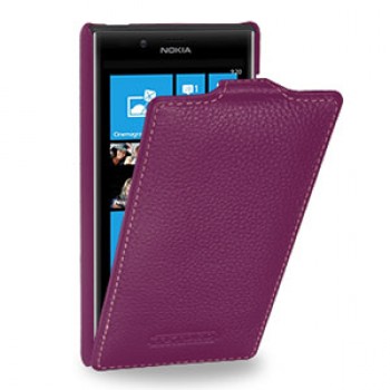 Кожаный чехол книжка вертикальная (нат. кожа) для Nokia Lumia 720 фиолетовая