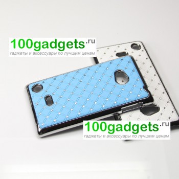 Чехол пластик/металл со стразами для Nokia Lumia 720 Голубой
