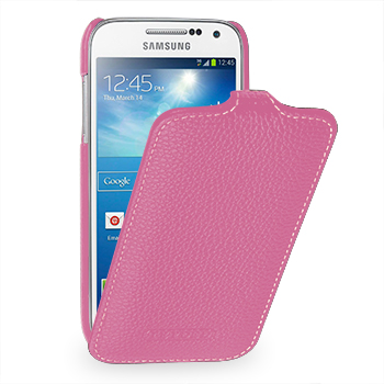 Вертикальная книжка (нат. кожа) для Samsung Galaxy S4 Mini розовая