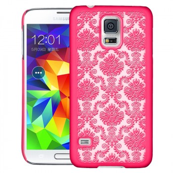 Пластиковый узорный чехол для Samsung Galaxy S5 Розовый