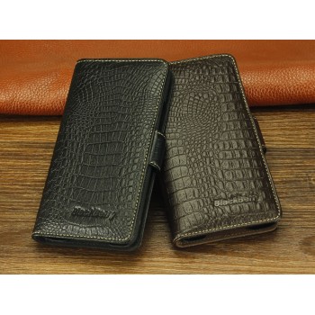 Кожаный чехол портмоне (нат. кожа крокодила) для Blackberry Z30