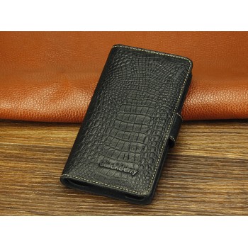 Кожаный чехол портмоне (нат. кожа крокодила) для Blackberry Z30 Черный