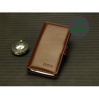 Кожаный чехол портмоне (нат. кожа) для HTC Butterfly S Коричневый