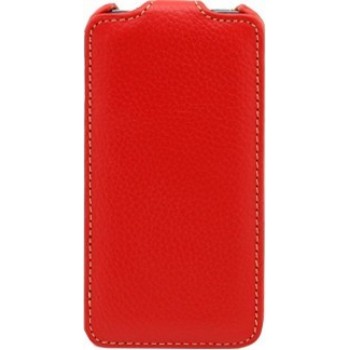 Кожаный чехол книжка вертикальная (нат. кожа) для HTC Desire 300 Красный