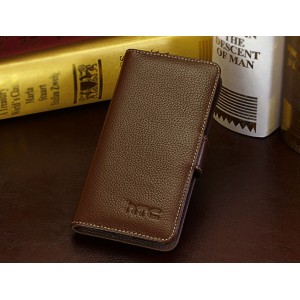 Кожаный чехол портмоне (нат. кожа) для HTC Desire 700 Коричневый