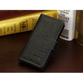 Кожаный чехол портмоне (нат. кожа крокодила) для HTC Desire 700 Черный
