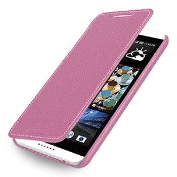 Кожаный чехол книжка горизонтальная (нат. кожа) для HTC Desire 816 розовая