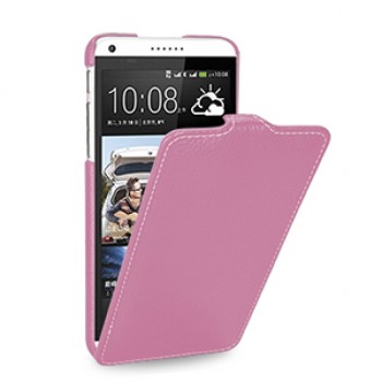 Кожаный чехол книжка вертикальная (нат. кожа) для HTC Desire 816 розовая