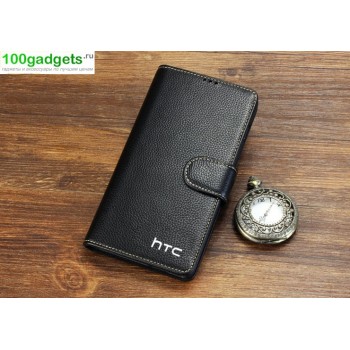 Кожаный чехол портмоне (нат. кожа) для HTC Desire 816 Черный