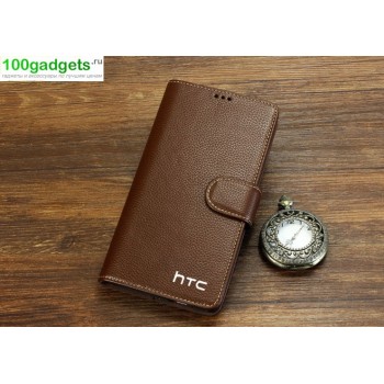 Кожаный чехол портмоне (нат. кожа) для HTC Desire 816 Коричневый
