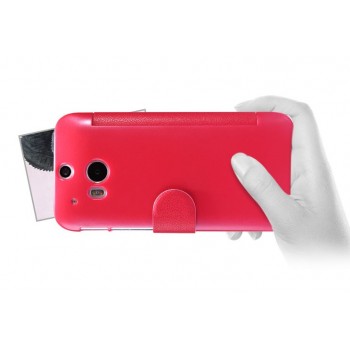 Чехол смарт флип с окном вызова для HTC One 2 Красный