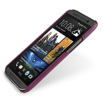 Кожаный чехол накладка серия Back Cover (нат. кожа) для HTC One 2 фиолетовая