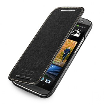Кожаный чехол книжка горизонтальная (нат. кожа) для HTC One 2 черная