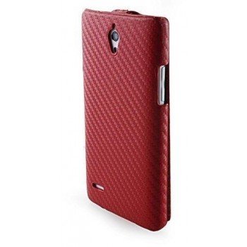 Чехол книжка вертикальная серия Carbon для Huawei Ascend G700 Красный