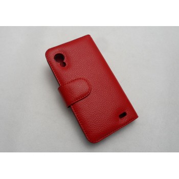 Кожаный чехол портмоне (нат. кожа) для Lenovo IdeaPhone S720 Красный