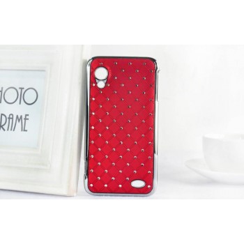 Чехол пластик/металл со стразами для Lenovo IdeaPhone S720 Красный