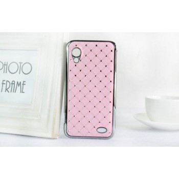 Чехол пластик/металл со стразами для Lenovo IdeaPhone S720 Розовый
