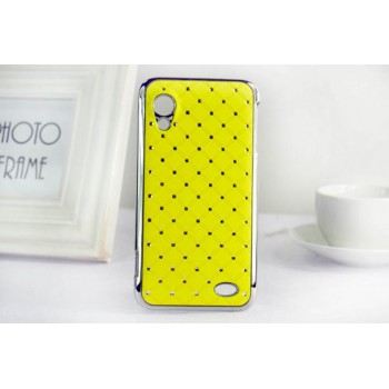 Чехол пластик/металл со стразами для Lenovo IdeaPhone S720 Желтый