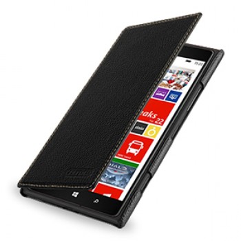 Кожаный чехол книжка горизонтальная (нат. кожа) для Nokia Lumia 1520 черная