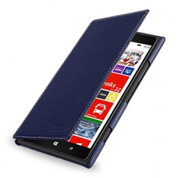 Кожаный чехол книжка горизонтальная (нат. кожа) для Nokia Lumia 1520 синяя