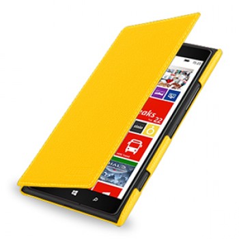 Кожаный чехол книжка горизонтальная (нат. кожа) для Nokia Lumia 1520 желтая