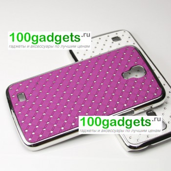 Чехол пластик/металл со стразами для Samsung Galaxy Mega 6.3 GT-I9200 Фиолетовый