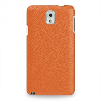 Кожаный чехол накладка Back Cover (нат. кожа) для Galaxy Note 3 Оранжевый