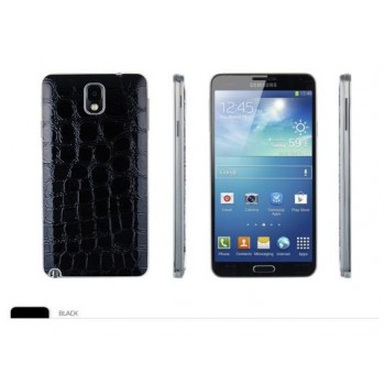 Кожаный чехол крышка-накладка Back Cover (нат. кожа крокодила) для Galaxy Note 3 Черный