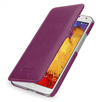 Кожаный чехол книжка горизонтальная (нат. кожа) для Galaxy Note 3 Фиолетовый