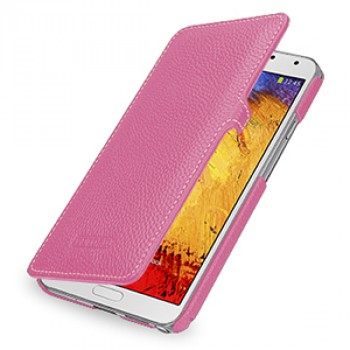 Кожаный чехол книжка горизонтальная (нат. кожа) для Galaxy Note 3 Розовый