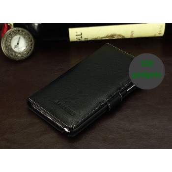 Кожаный чехол портмоне (нат. кожа) для Galaxy Note 3 Черный